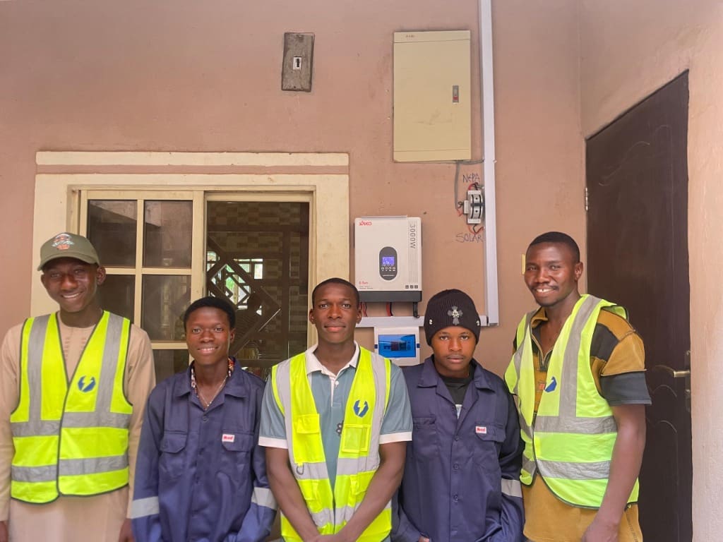 YTECH Engineering Services full project crew wearing safety vests ready for an electrical and solar deployment in Kaduna